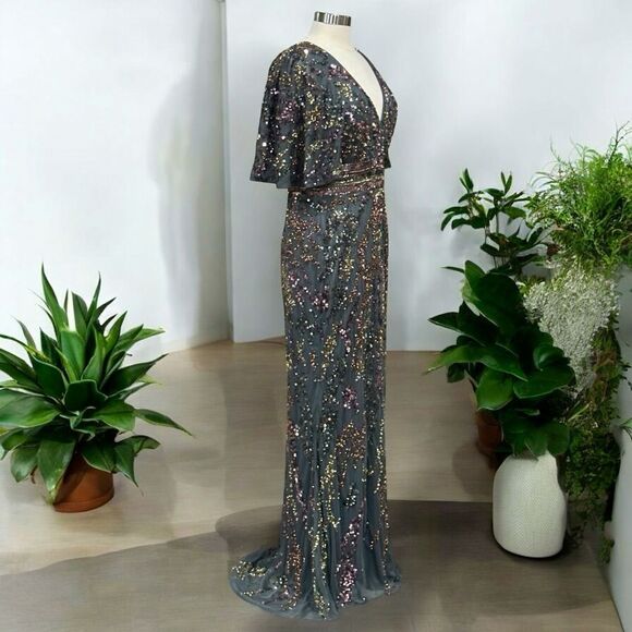MAC DUGGAL Women’s Sequin Flutter Sleeve Evening Dress in the Size 10 - Picture 13 of 15